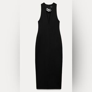 Brand New Bejeweled Black Stretch Midi Dress – XS with tag on !